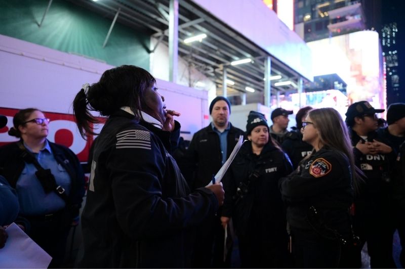 The FDNY helps safeguard 2025 ball drop in Times Square.
                                           