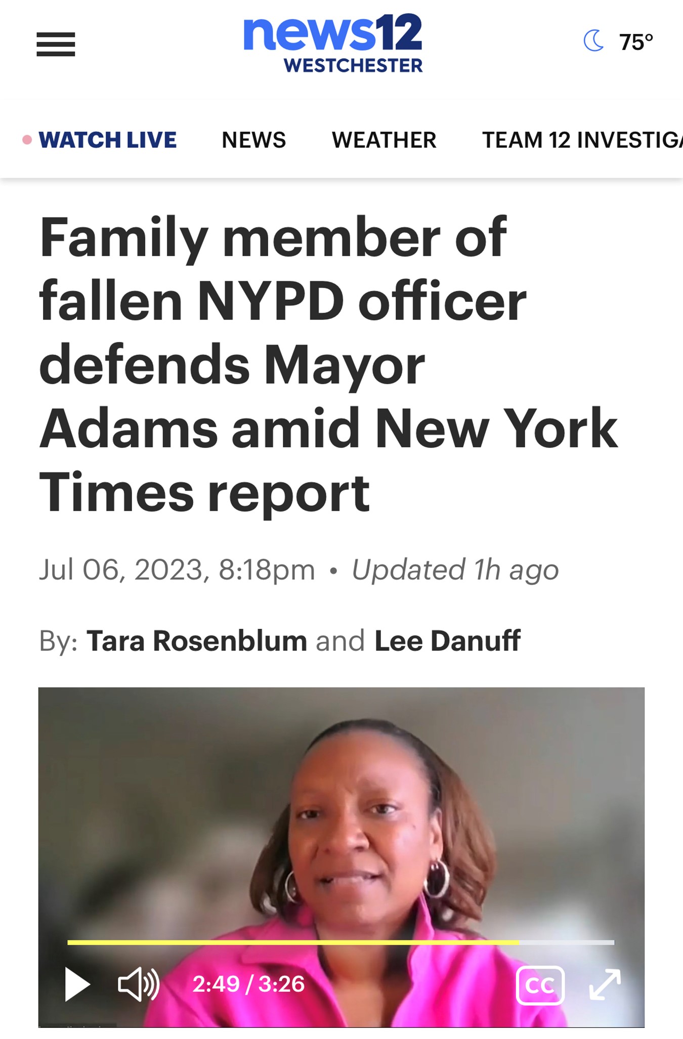 Family member of fallen NYPD officer defends Mayor Adams amid New York Times report