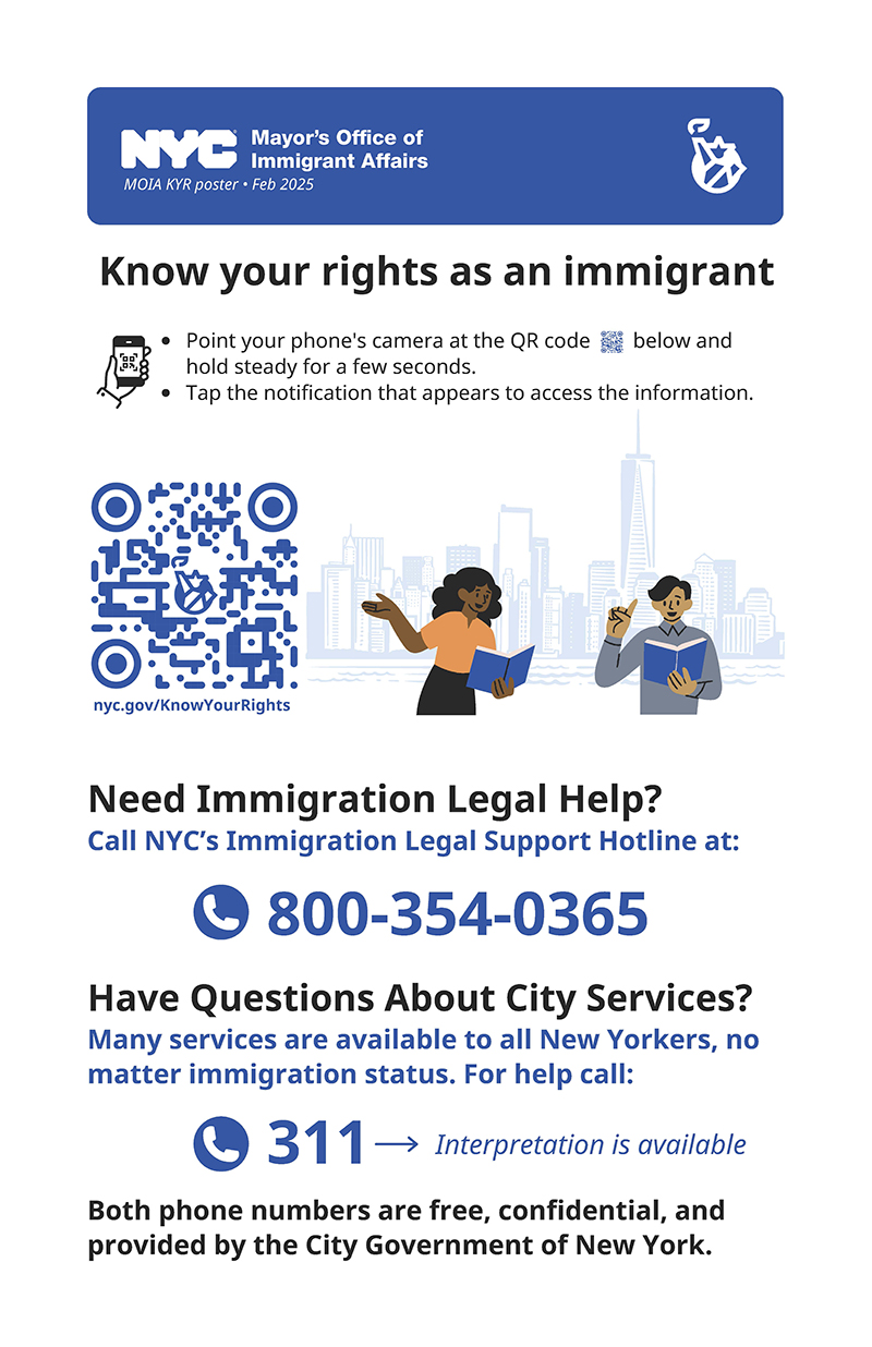 Know Your Rights As An Immigrant Poster With QR Code