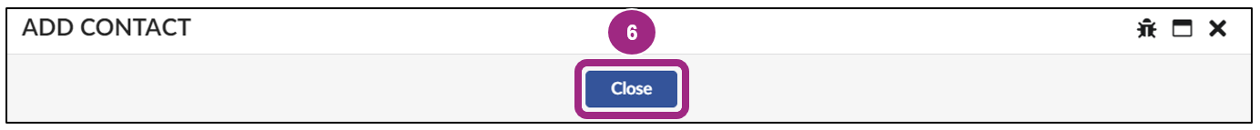 Screenshot of the Close button within the Add Contact pop-up window. 