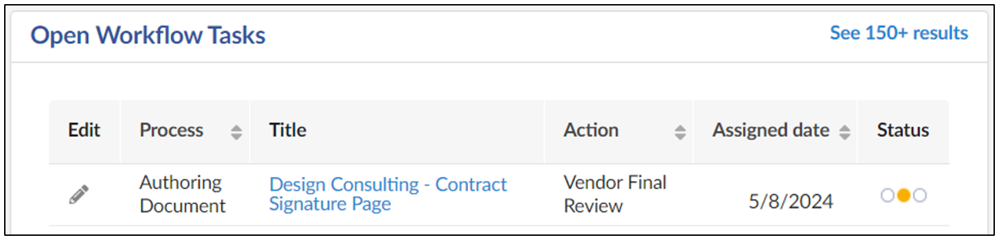 Screenshot of the Open Workflow Tasks section of the PASSPort Homepage. 