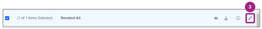 Above the documents table, the remove linked file icon is visible to the far right of the screen.