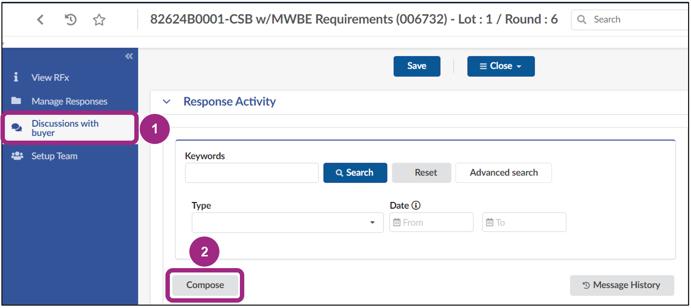 The Discussion with buyer tab displays the Compose button.