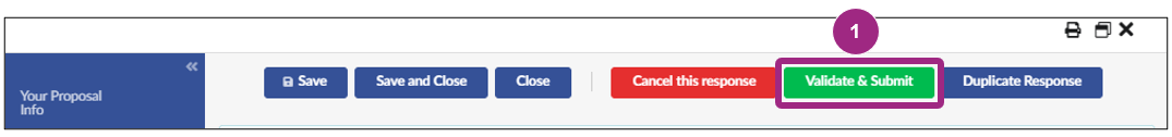 The RFx Validate & Submit button displays.