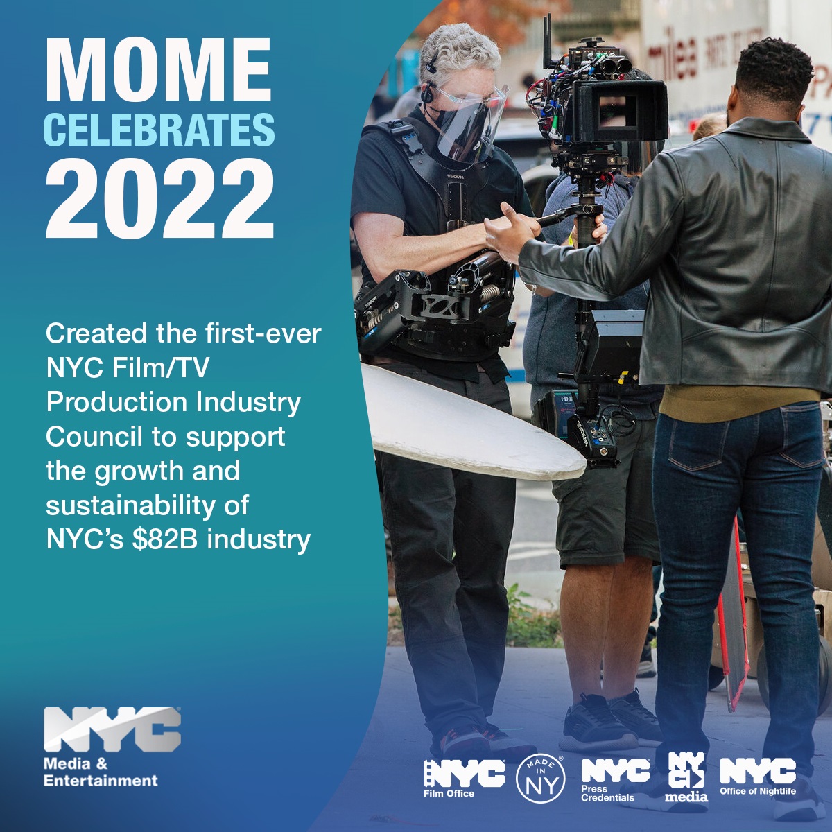 Created the first-ever NYC Film/TV Production Industry Council to support the growth and sustainability of NYC's $82B industry