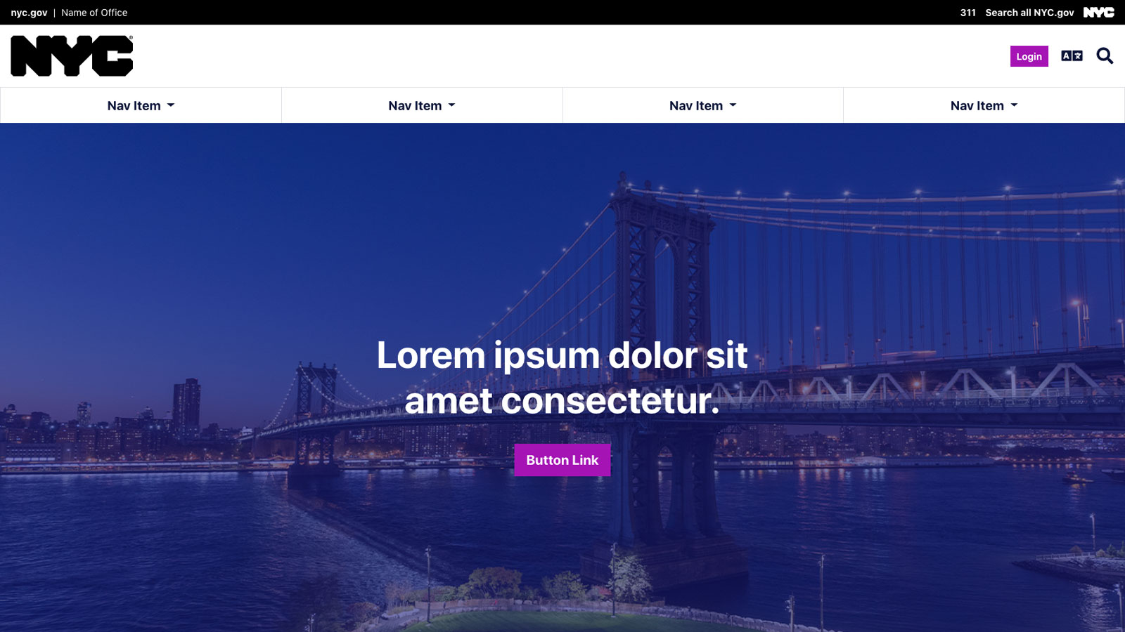 Thumbnail of the landing page nav across template