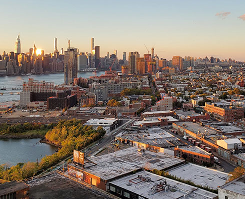 Aerial view of city skyline