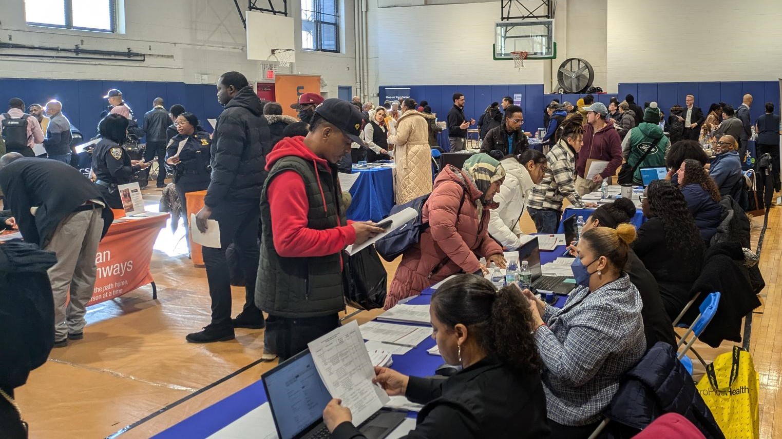 group of people at a Jobs NYC Hiring Hall
                                           