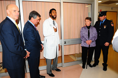 A patient room honoring to Capt. Scott LaPiedra is dedicated at Staten Island University Hospital.