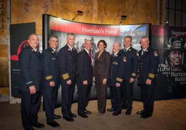 Fireman's Fund invited members of the FDNY to their 150th anniversary reception on June 11. Among those in attendance were Fire Commissioner Salvatore Cassano, Chief of Department Edward Kilduff and many FDNY staff chiefs, here pictured with Fireman's Fund CEO Lori Fouche.